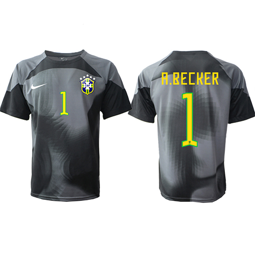Maglie da calcio Brasile Alisson Becker #1 Portiere Prima Maglia Mondiali 2022 Manica Corta
